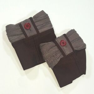 Brimmins Brown and Gray Shurred Fabric Button Boot Cuffs